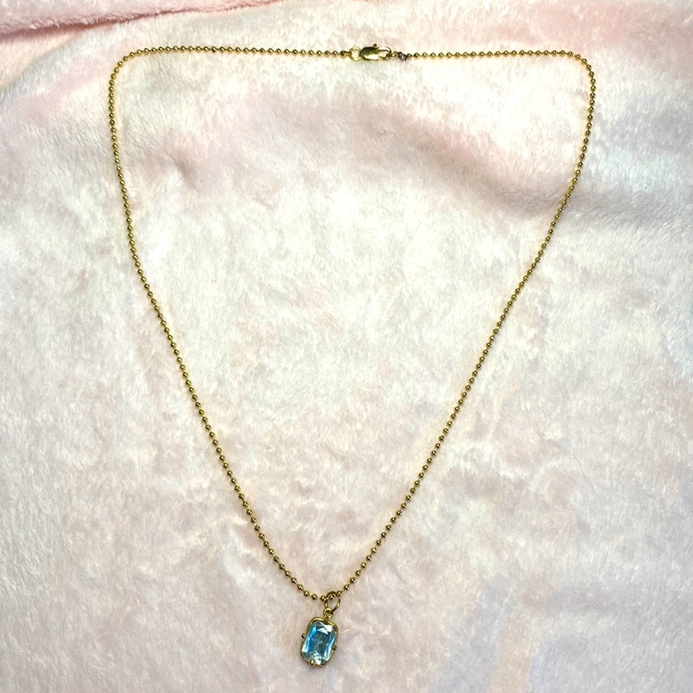 Gold Clear Crystal Gem Necklace! handmade
